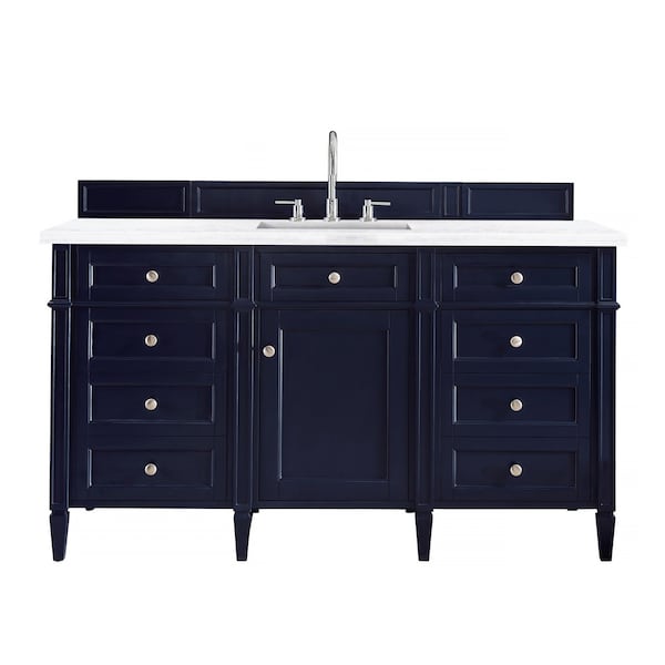 James Martin Vanities Brittany 60in Single Vanity, Victory Blue w/ 3 CM Arctic Fall Solid Surface Top 650-V60S-VBL-3AF - main